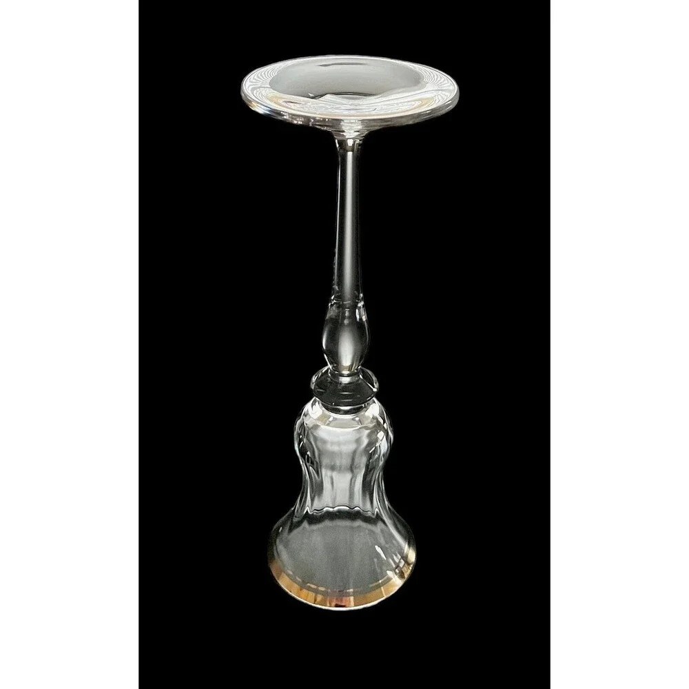 Vintage Mikasa Jamestown Clear Gold Trim‎ Crystal Single Candlestick Holder EUC